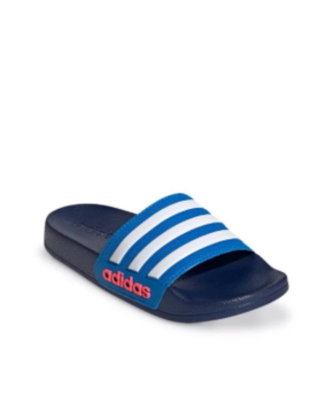 adidas Kids Navy & Royal Blue Slide Sandals with White Stripes